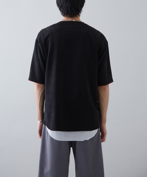 STUDIOUS（ステュディオス）の「マイクロスウェードハーフスリーブTシャツ （Tシャツ/カットソー・メンズ・グレー/ブラック/ピンク・2/3/1）」の8枚目の写真