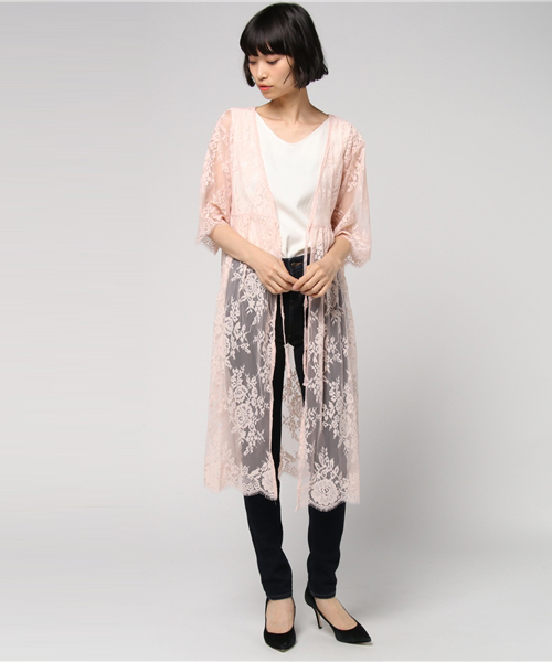 Honeys(ハニーズ)の「レースガウン(カーディガン/ボレロ・レディース・ブラック/アイボリー/オフホワイト/ラベンダー/ピンク・L/M)」の14枚目の写真