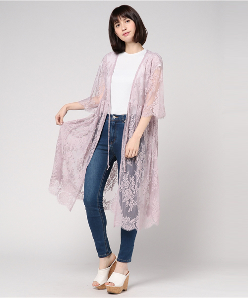 Honeys(ハニーズ)の「レースガウン(カーディガン/ボレロ・レディース・ブラック/アイボリー/オフホワイト/ラベンダー/ピンク・L/M)」の4枚目の写真