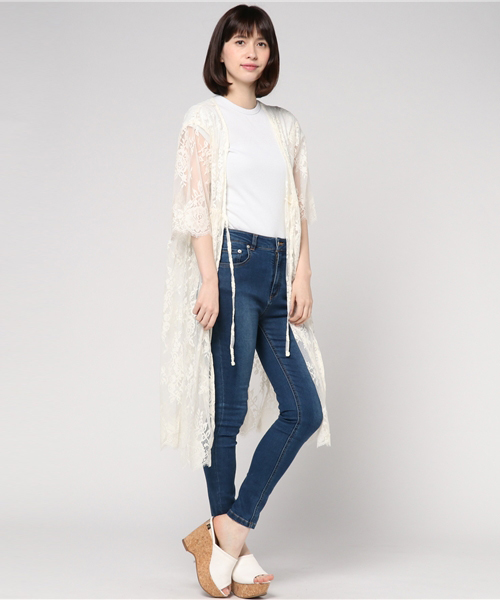 Honeys(ハニーズ)の「レースガウン(カーディガン/ボレロ・レディース・ブラック/アイボリー/オフホワイト/ラベンダー/ピンク・L/M)」の3枚目の写真