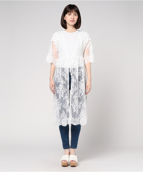 Honeys(ハニーズ)の「レースガウン(カーディガン/ボレロ・レディース・ブラック/アイボリー/オフホワイト/ラベンダー/ピンク・L/M)」の9枚目の写真