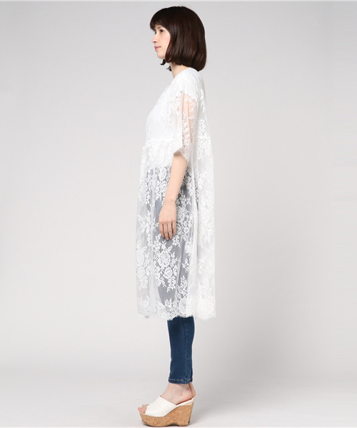 Honeys(ハニーズ)の「レースガウン(カーディガン/ボレロ・レディース・ブラック/アイボリー/オフホワイト/ラベンダー/ピンク・L/M)」の10枚目の写真