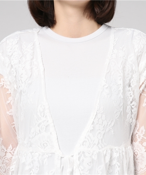 Honeys(ハニーズ)の「レースガウン(カーディガン/ボレロ・レディース・ブラック/アイボリー/オフホワイト/ラベンダー/ピンク・L/M)」の12枚目の写真