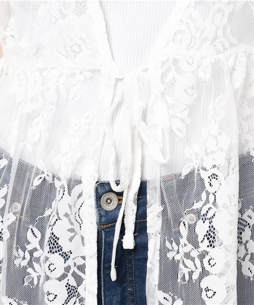 Honeys(ハニーズ)の「レースガウン(カーディガン/ボレロ・レディース・ブラック/アイボリー/オフホワイト/ラベンダー/ピンク・L/M)」の7枚目の写真