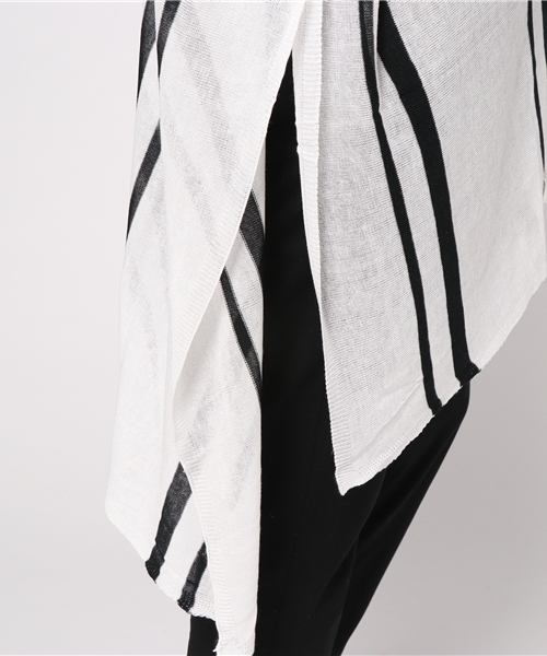 VENCEEXCHANGE（ヴァンスエクスチェンジ）の「ストライプポンチョアンサンブル（カーディガン/ボレロ・レディース・オフホワイト/ライトブラウン/ブラック・MEDIUM）」の9枚目の写真