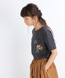 studio CLIP | ポケットフラワー刺繍プルオーバー(Tシャツ/カットソー)