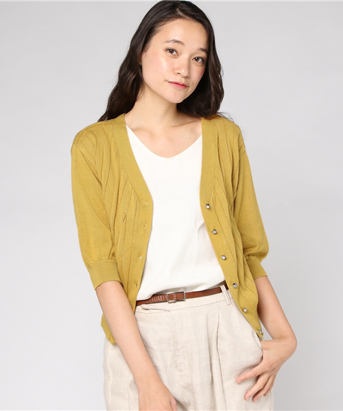 earth music&ecology（アースミュージックアンドエコロジー）の「・2WAYニットカーディガン（カーディガン/ボレロ・レディース・ライトグレー/ブラック/グリーン/アイボリー/ボルドー/マスタード・FREE）」の5枚目の写真