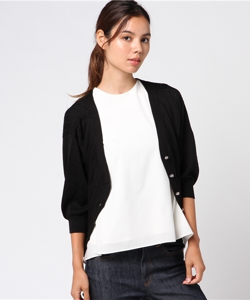 earth music&ecology（アースミュージックアンドエコロジー）の「・2WAYニットカーディガン（カーディガン/ボレロ・レディース・ライトグレー/ブラック/グリーン/アイボリー/ボルドー/マスタード・FREE）」の3枚目の写真