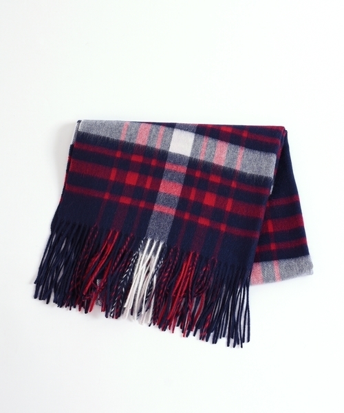 SHIPS（シップス）の「カシミヤチェックストール◇（ストール/ショール・レディース・ネイビー/グレー/レッド/オリーブ/イエロー/ブルー/グリーン・ONE SIZE）」の13枚目の写真