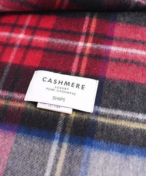 SHIPS（シップス）の「カシミヤチェックストール◇（ストール/ショール・レディース・ネイビー/グレー/レッド/オリーブ/イエロー/ブルー/グリーン・ONE SIZE）」の17枚目の写真
