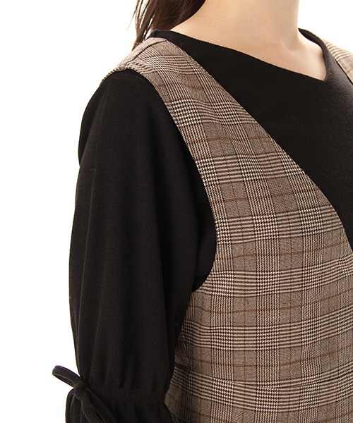 Honeys（ハニーズ）の「グレンチェックジャンスカ（ワンピース・レディース・グレー系その他/ブラウン系その他・L/M）」の18枚目の写真