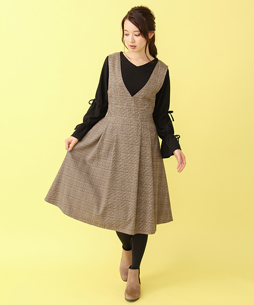 Honeys（ハニーズ）の「グレンチェックジャンスカ（ワンピース・レディース・グレー系その他/ブラウン系その他・L/M）」の9枚目の写真