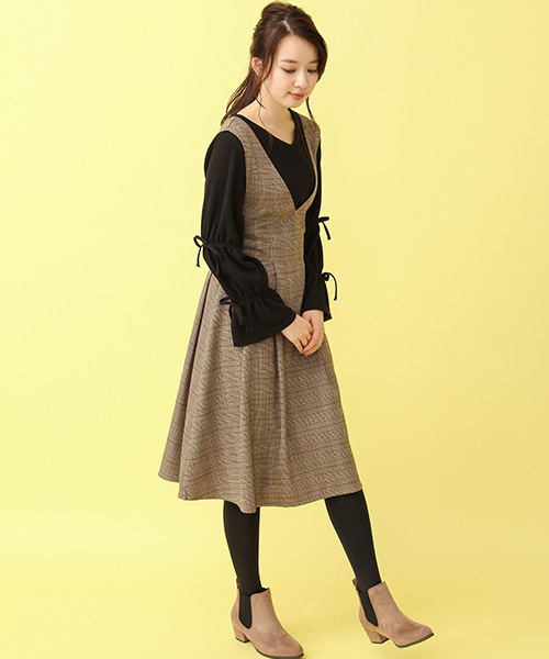 Honeys（ハニーズ）の「グレンチェックジャンスカ（ワンピース・レディース・グレー系その他/ブラウン系その他・L/M）」の8枚目の写真