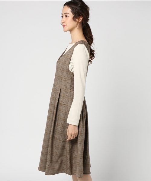 Honeys（ハニーズ）の「グレンチェックジャンスカ（ワンピース・レディース・グレー系その他/ブラウン系その他・L/M）」の3枚目の写真