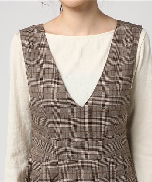 Honeys（ハニーズ）の「グレンチェックジャンスカ（ワンピース・レディース・グレー系その他/ブラウン系その他・L/M）」の5枚目の写真