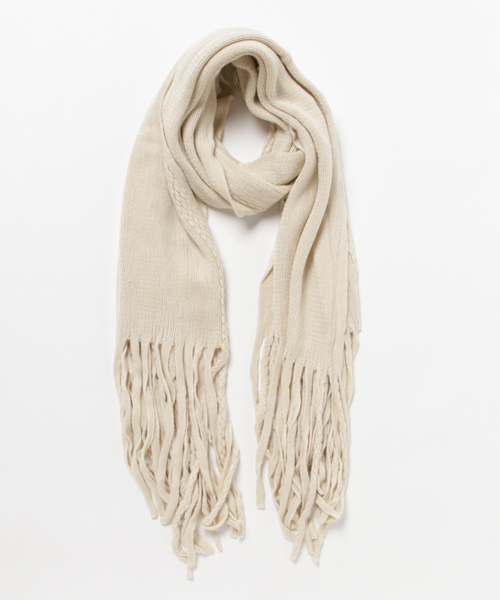 Kahiko（カヒコ）の「【Kahiko】ブレイドフリンジショール（マフラー・レディース・ホワイト/ネイビー/グレー/グレイッシュベージュ・FREE）」の2枚目の写真