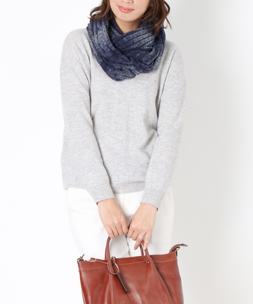 HYKE ネックウォーマー ケーブルニット フリンジ ウール スヌード ブラック HYKE ネックウォーマー ケーブルニット フリンジ ウール スヌード