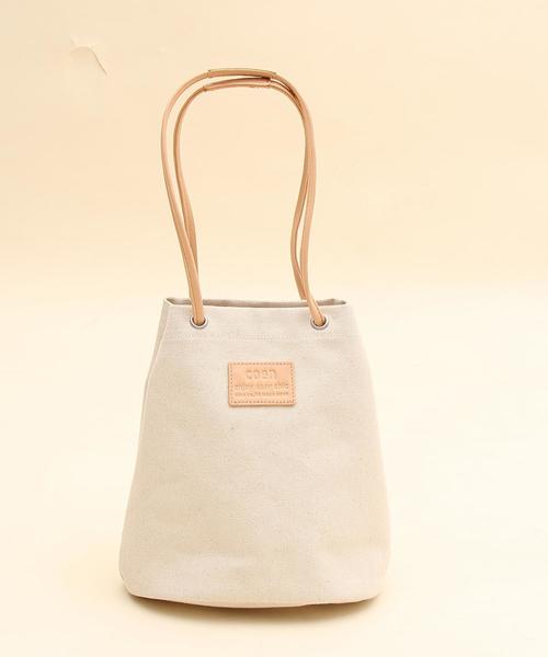 coen(コーエン)の「キャンバスコンビ巾着ショルダーバッグ(ショルダーバッグ・レディース・ナチュラル/ネイビー・FREE)」の3枚目の写真