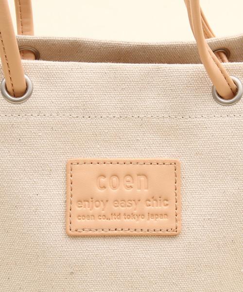 coen(コーエン)の「キャンバスコンビ巾着ショルダーバッグ(ショルダーバッグ・レディース・ナチュラル/ネイビー・FREE)」の5枚目の写真