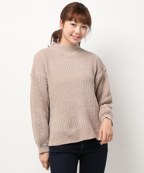 E Hyphen World Gallery イーハイフンワールドギャラリー の ベロアモールハイネックプルオーバー ニット セーター Wear