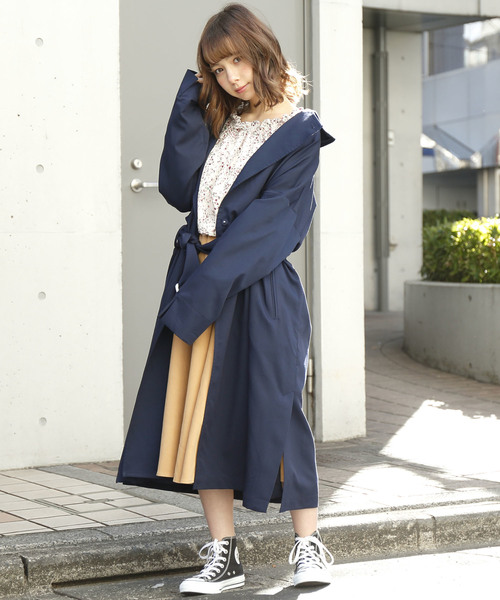 RAY CASSIN(レイカズン)の「オーバーサイズトレンチコート(トレンチコート・レディース・ネイビー/ピンク/ベージュ/グレー・FREE)」の19枚目の写真