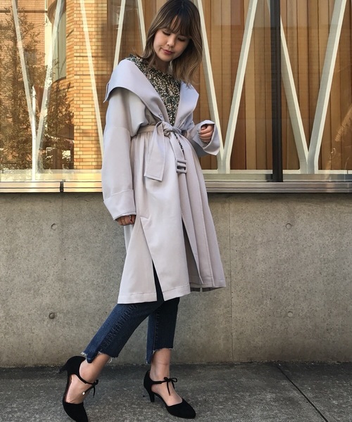 RAY CASSIN(レイカズン)の「オーバーサイズトレンチコート(トレンチコート・レディース・ネイビー/ピンク/ベージュ/グレー・FREE)」の12枚目の写真