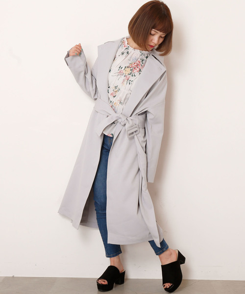 RAY CASSIN(レイカズン)の「オーバーサイズトレンチコート(トレンチコート・レディース・ネイビー/ピンク/ベージュ/グレー・FREE)」の11枚目の写真