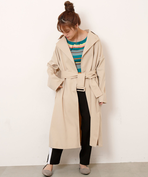 RAY CASSIN(レイカズン)の「オーバーサイズトレンチコート(トレンチコート・レディース・ネイビー/ピンク/ベージュ/グレー・FREE)」の22枚目の写真