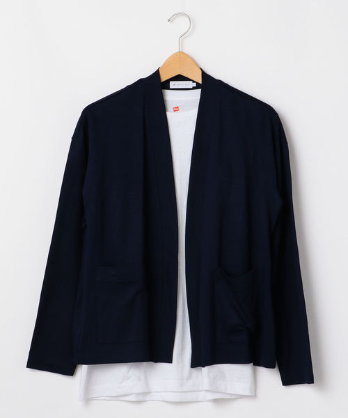 SHIPS JET BLUE(シップスジェットブルー)の「SHIPS JET BLUE: ノーボタンカーディガン(カーディガン/ボレロ・メンズ・グレー/ネイビー/ピンク・LARGE/SMALL/MEDIUM/X-SMALL)」の3枚目の写真