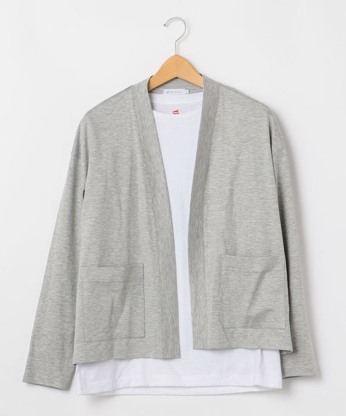 SHIPS JET BLUE(シップスジェットブルー)の「SHIPS JET BLUE: ノーボタンカーディガン(カーディガン/ボレロ・メンズ・グレー/ネイビー/ピンク・LARGE/SMALL/MEDIUM/X-SMALL)」の2枚目の写真