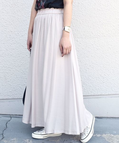 Khaju（カージュ）の「Khaju:リラックスマキシスカート18SS◇◇（スカート・レディース・ライトグレー/ブラック/グリーン/ダークラベンダー・ONE SIZE）」の15枚目の写真