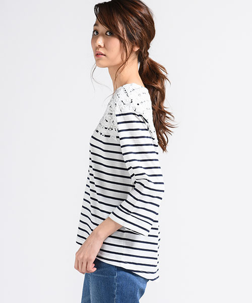 LIPSTAR(リップスター)の「星レースボーダーカットソー(Tシャツ/カットソー・レディース・オフホワイト/グレー/ブルー系その他/オレンジ系その他・M)」の16枚目の写真