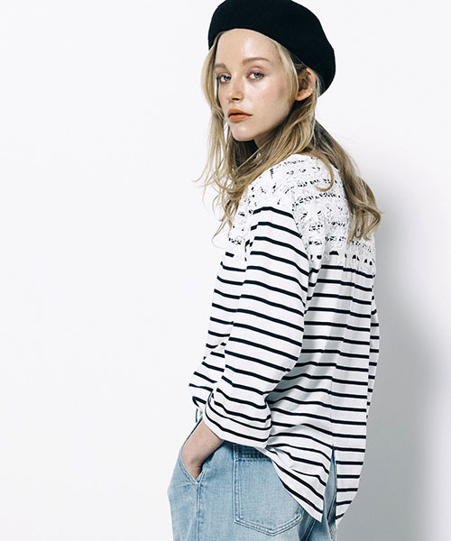 LIPSTAR(リップスター)の「星レースボーダーカットソー(Tシャツ/カットソー・レディース・オフホワイト/グレー/ブルー系その他/オレンジ系その他・M)」の20枚目の写真
