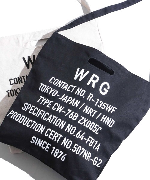 WEGO(ウィゴー)の「WEGO/インダストリアルロゴ2WAYバケットショルダーバッグ(ショルダーバッグ・メンズ・ナチュラル/ブラック・FREE)」の2枚目の写真