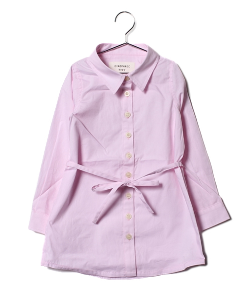 CIAOPANIC TYPY（チャオパニックティピー）の「◇KID'S シャツワンピース（ワンピース・キッズ・ホワイト/イエロー/ピンク/ブルー・85/105/125）」の4枚目の写真