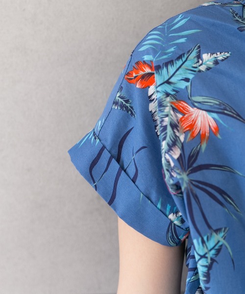 PREFERIR（プレフェリール）の「フレンチスリーブアロハシャツワンピース（シャツワンピース・レディース・ブルー/ネイビー・MEDIUM）」の7枚目の写真