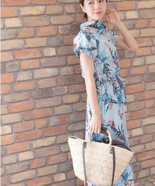 PREFERIR（プレフェリール）の「フレンチスリーブアロハシャツワンピース（シャツワンピース・レディース・ブルー/ネイビー・MEDIUM）」の6枚目の写真