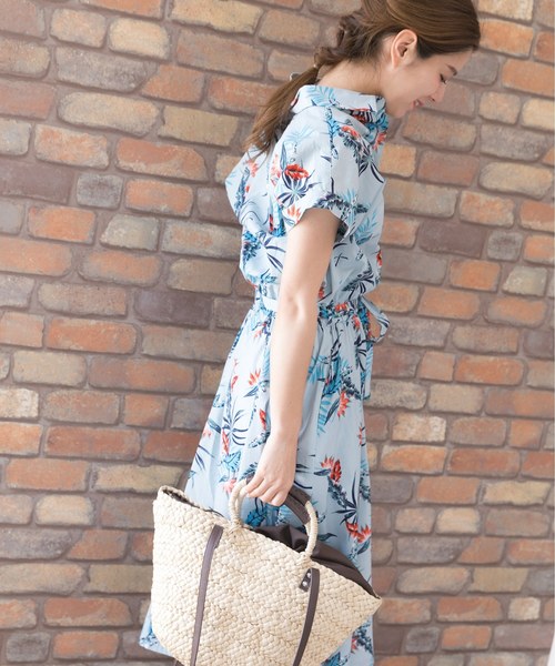 PREFERIR（プレフェリール）の「フレンチスリーブアロハシャツワンピース（シャツワンピース・レディース・ブルー/ネイビー・MEDIUM）」の15枚目の写真