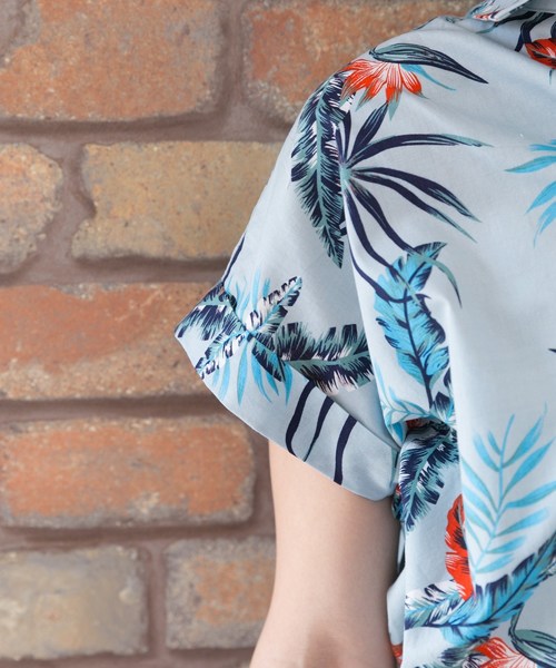 PREFERIR（プレフェリール）の「フレンチスリーブアロハシャツワンピース（シャツワンピース・レディース・ブルー/ネイビー・MEDIUM）」の13枚目の写真