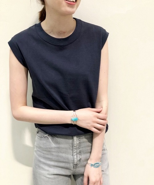 Whim Gazette（ウィムガゼット）の「14/-BD天竺タンクトップ（Tシャツ/カットソー・レディース・オフホワイト/ライトグレー/チャコールグレー/ブラック・ﾌﾘ-）」の3枚目の写真