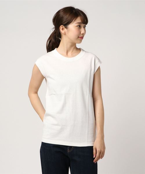 Whim Gazette（ウィムガゼット）の「14/-BD天竺タンクトップ（Tシャツ/カットソー・レディース・オフホワイト/ライトグレー/チャコールグレー/ブラック・ﾌﾘ-）」の7枚目の写真