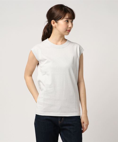 Whim Gazette（ウィムガゼット）の「14/-BD天竺タンクトップ（Tシャツ/カットソー・レディース・オフホワイト/ライトグレー/チャコールグレー/ブラック・ﾌﾘ-）」の4枚目の写真