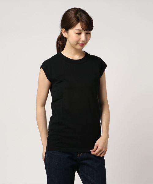 Whim Gazette（ウィムガゼット）の「14/-BD天竺タンクトップ（Tシャツ/カットソー・レディース・オフホワイト/ライトグレー/チャコールグレー/ブラック・ﾌﾘ-）」の2枚目の写真