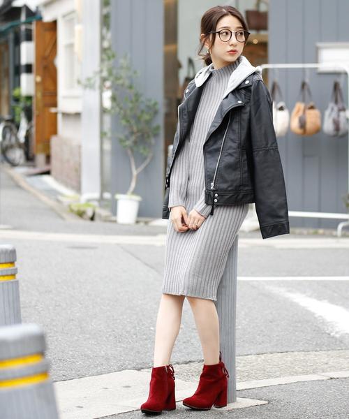 Doula Doula(ドゥーラドゥーラ)の「リブ ニットロングワンピース(ワンピース)」|グレー