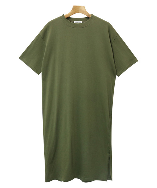 andme(アンドミー)の「マキシ丈半袖Tシャツワンピース(ワンピース・レディース・ブラック/オフホワイト/ベージュ/ネイビー/カーキ/ライトグレー・M/L)」の14枚目の写真