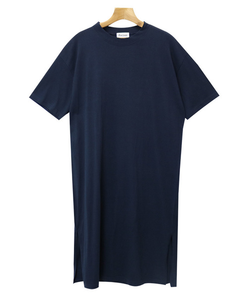 andme(アンドミー)の「マキシ丈半袖Tシャツワンピース(ワンピース・レディース・ブラック/オフホワイト/ベージュ/ネイビー/カーキ/ライトグレー・M/L)」の9枚目の写真