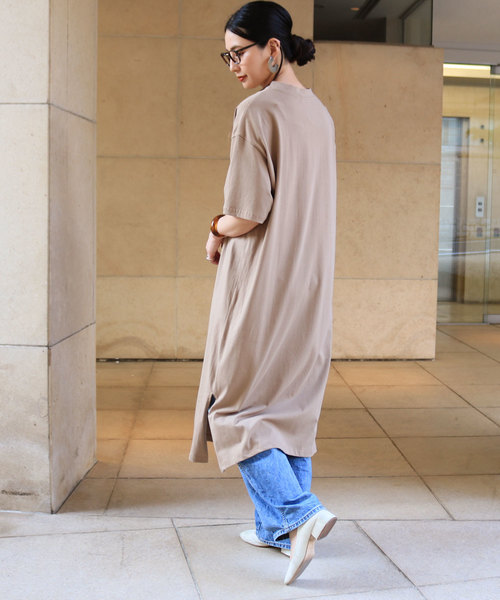 andme（アンドミー）の「マキシ丈半袖Tシャツワンピース（ワンピース