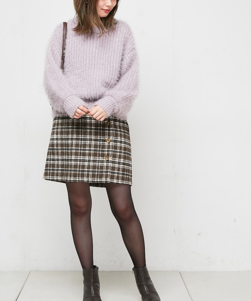 natural couture(ナチュラルクチュール)の「起毛チェックミニスカート(スカート・レディース・グレー系その他/ブラウン系その他/ブルー系その他/オレンジ系その他・FREE)」の10枚目の写真