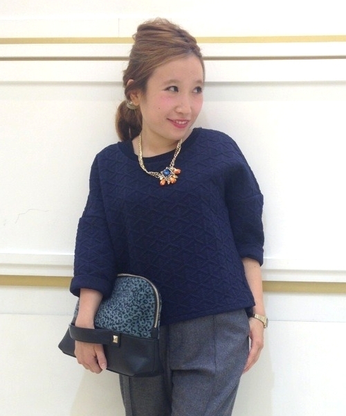 Another Edition(アナザーエディション)の「AE テトラ QUILT 7SL(Tシャツ/カットソー・レディース・グレー/ネイビー/オレンジ・フリー)」の3枚目の写真