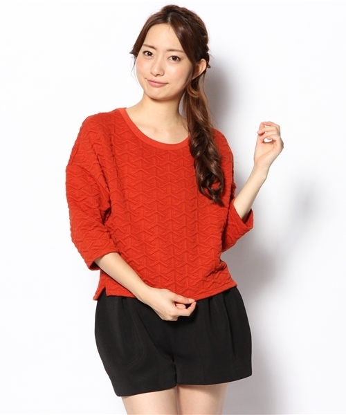 Another Edition(アナザーエディション)の「AE テトラ QUILT 7SL(Tシャツ/カットソー・レディース・グレー/ネイビー/オレンジ・フリー)」の12枚目の写真